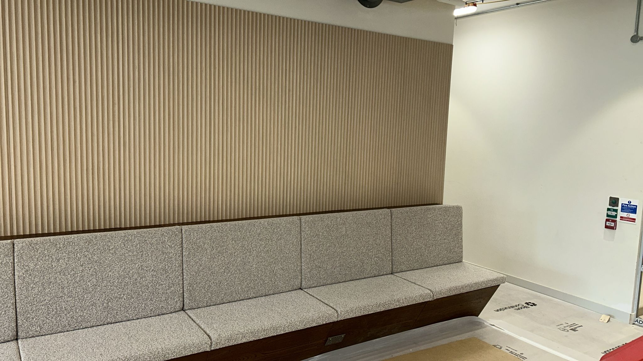 Breakout banquette seating with Bute Swan wool upholstery